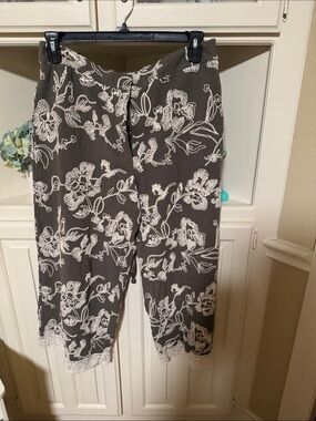 Brand New Zara Brown Pants with White Lace Trim